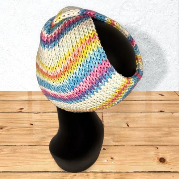 Handmade Knit Twist Ear Warmers Handcrafted Headband Flapper Girl - Picture 7 of 9